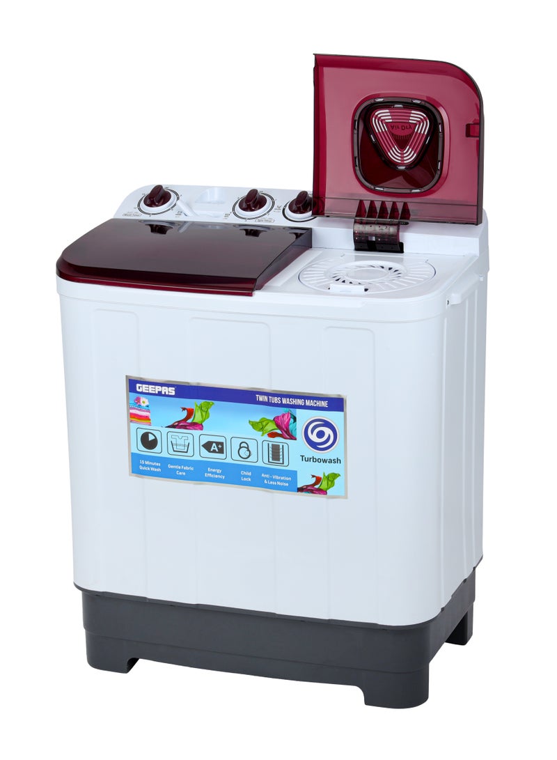 Geepas 5Kg Semi-Automatic Twin Tub Washing Machine - High-Efficiency, Portable Washer/Spin Dryer Combo | Magic Filter, Air Dry, 510W Motor | Model GSWM18045 5 kg 510 W GSWM18045 White - Image 4