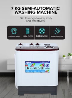 Twin Tub Top Loaded Washing Machine With Magic Filter, Big Pulsator, Air Dry Function, Transparent Top Lid, Collars & Cuff Washboard, Powerful Wash 530 W GSWM18046 White - pnsku/N70063270V/45/_/1715023412/02a077b9-47a6-47d8-ae12-712cc922ab90