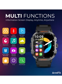 ArmFit Hulk2 Smartwatch For Men And Women, AMOLED Always On Display Bluetooth Calling Waterproof Fitness Watches Compatible With Android iOS Black  - Image 3