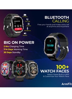 ArmFit Hulk2 Smartwatch For Men And Women, AMOLED Always On Display Bluetooth Calling Waterproof Fitness Watches Compatible With Android iOS Black  - Image 5
