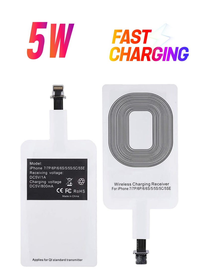 MARGOUN iPhone 6s Wireless Charging Receiver 5V 800mAh Wireless Charger Adapter Plug And Play Fast Charging Qi Receiver White - Image 1
