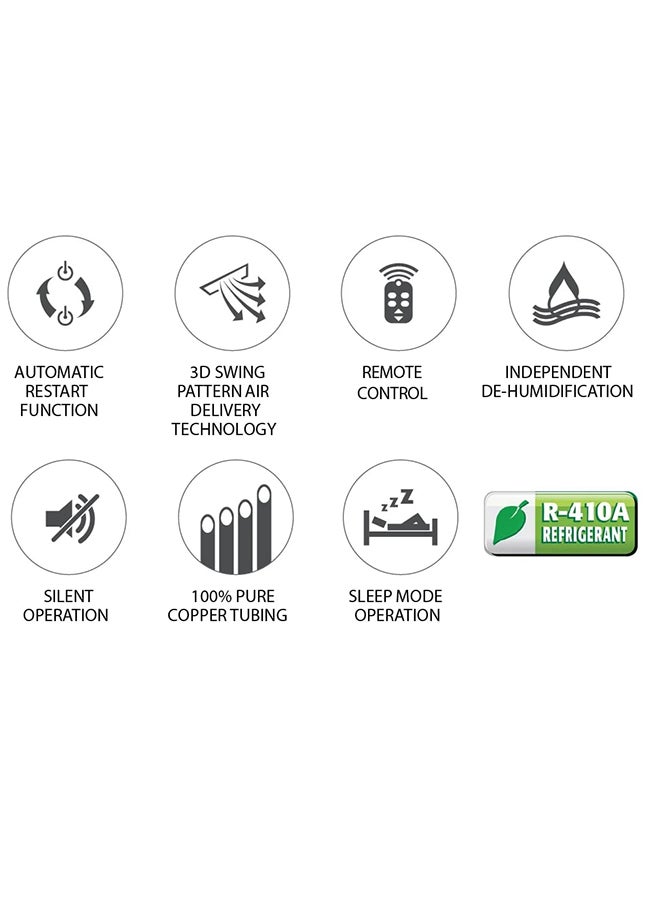 NIKAI - Split Air Conditioner T3 Legend Series With Rotary High Efficiency Compressor/Auto Restart/De-Humidification Function Inverter Series 12100 BTU Cool Only NSAC12136C24NINV White - Image 1