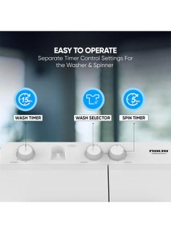 NIKAI 7kg Twin Tub Semi-Automatic Washing Machine | 5kg Spin Capacity | Rust-Free Plastic Body | Quick Wash | Shock-Proof Design | Silent & Water-Efficient NWM0900SPN24 White  - Image 4