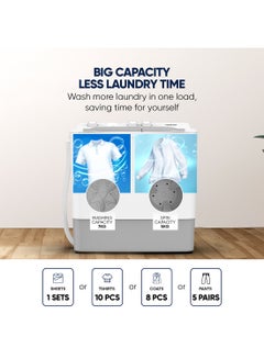 NIKAI 7kg Twin Tub Semi-Automatic Washing Machine | 5kg Spin Capacity | Rust-Free Plastic Body | Quick Wash | Shock-Proof Design | Silent & Water-Efficient NWM0900SPN24 White  - Image 3