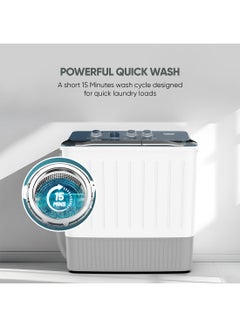 NIKAI 9kg Twin Tub Semi-Automatic Washing Machine | 5kg Spin Capacity | Rust-Free Plastic Body | Quick Wash | Shock-Proof Design | Silent & Water-Efficient NWM1000SPN24 White  - Image 5