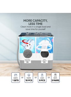 NIKAI 9kg Twin Tub Semi-Automatic Washing Machine | 5kg Spin Capacity | Rust-Free Plastic Body | Quick Wash | Shock-Proof Design | Silent & Water-Efficient NWM1000SPN24 White  - Image 3