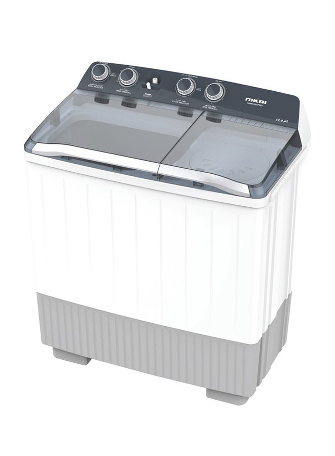 Semi Automatic Twin Tub Washing Machine Silent Operation Rust Proof Body NWM1300SPN24 White 