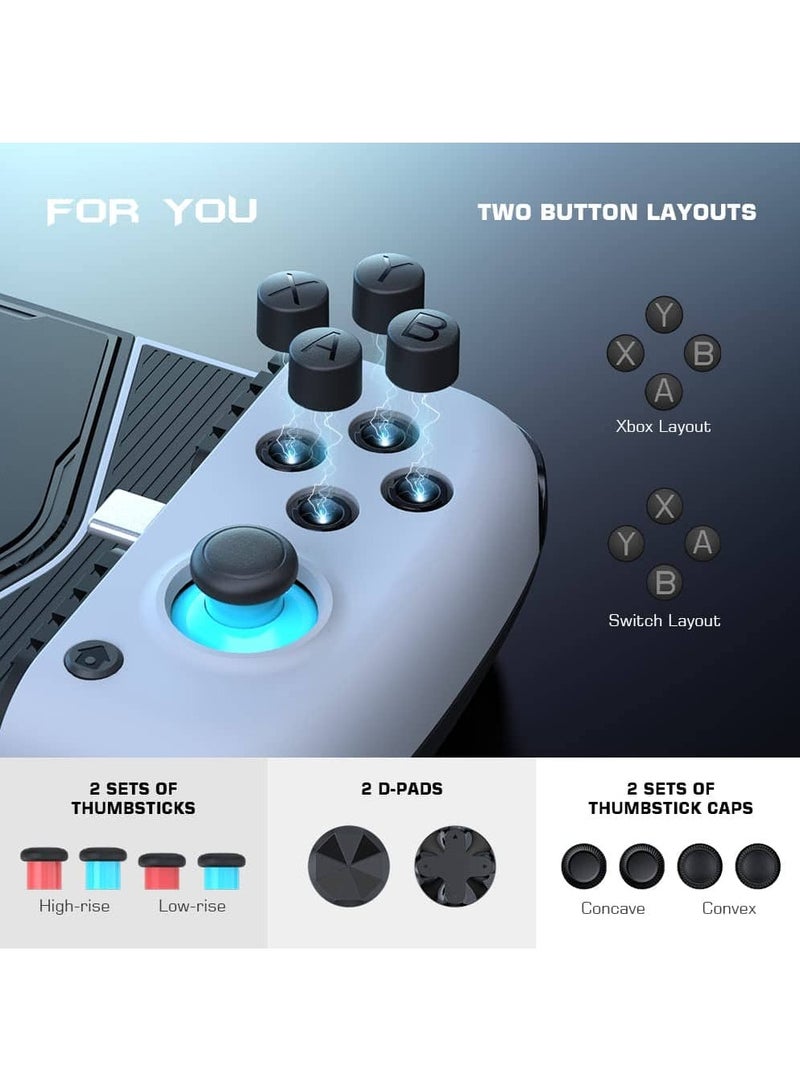 جيم سير وحدة تحكم Android بمروحة تبريد X3 من النوع C مع إضاءة خلفية RGB، وحدة تحكم متنقلة بدون تأخير مع أزرار ABXY مغناطيسية وقابلة للفصل، وسادات D تدعم الألعاب السحابية، وStadia، وXbox Game Pass والمزيد - Image 5