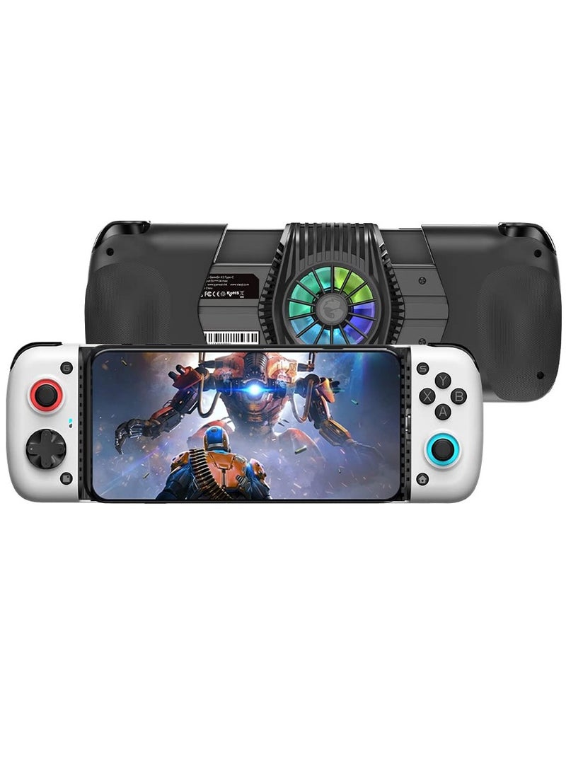 جيم سير وحدة تحكم Android بمروحة تبريد X3 من النوع C مع إضاءة خلفية RGB، وحدة تحكم متنقلة بدون تأخير مع أزرار ABXY مغناطيسية وقابلة للفصل، وسادات D تدعم الألعاب السحابية، وStadia، وXbox Game Pass والمزيد - Image 1