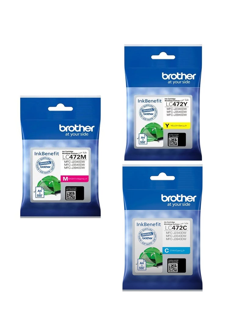بروذر خرطوشة حبر LC472، إنتاجية 550 صفحة، متوافقة مع MFC- J2340DW، MFC- J3540DW، MFC- J3940DW  - Image 1