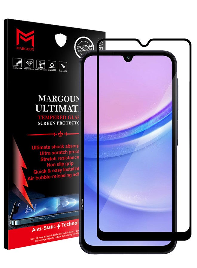 مارجون واقي شاشة Samsung Galaxy A15 واقي شاشة بتغطية كاملة وواقي شاشة شفاف مضاد للفقاعات وواقي شاشة من الزجاج المقوى - Image 1