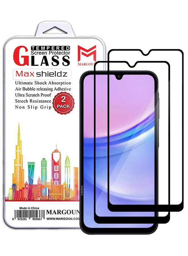 MARGOUN 2 Pack Samsung Galaxy A15 Screen Protector Full Coverage Screen Protector Clear Anti-Bubble Shield Tempered Glass Screen Protector Clear - Image 1