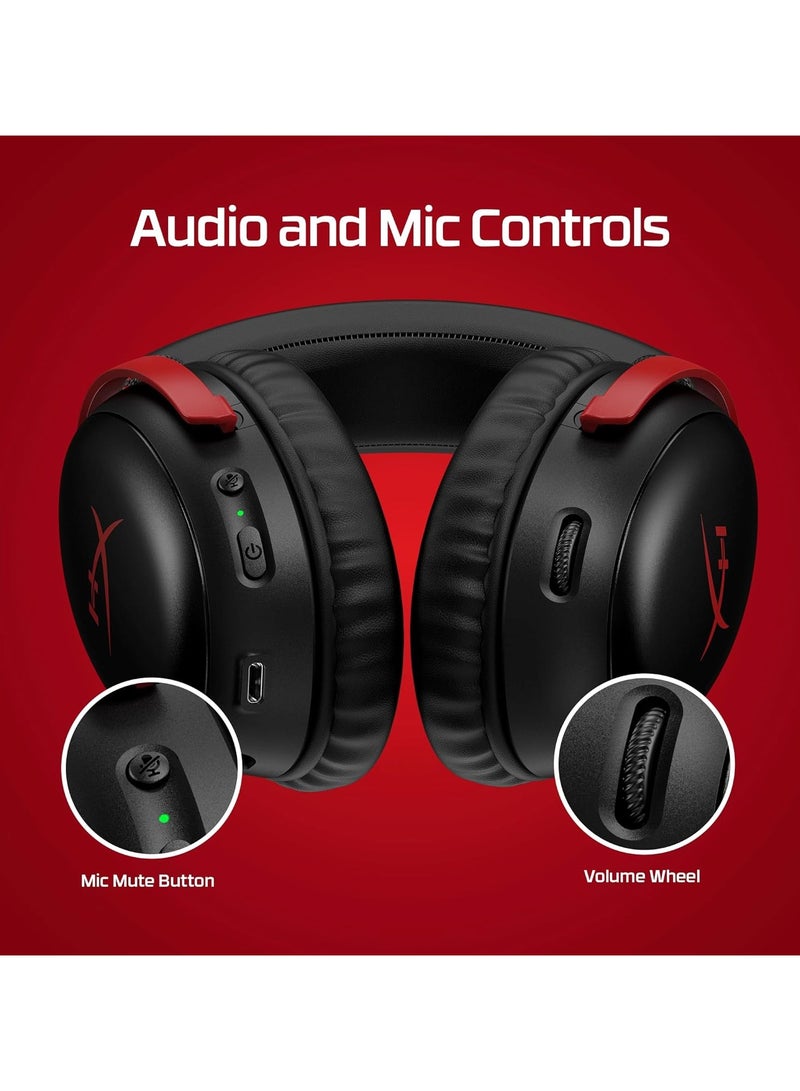 HYPERX - Cloud III Wireless Gaming Headphones, 53mm Dynamic with Neodymium Magnets, Memory Foam & Premium Leatherette Ear Cushion, 2.4 GHz Wireless Type, Detachable Microphone, Black | 77Z46AA - Image 1
