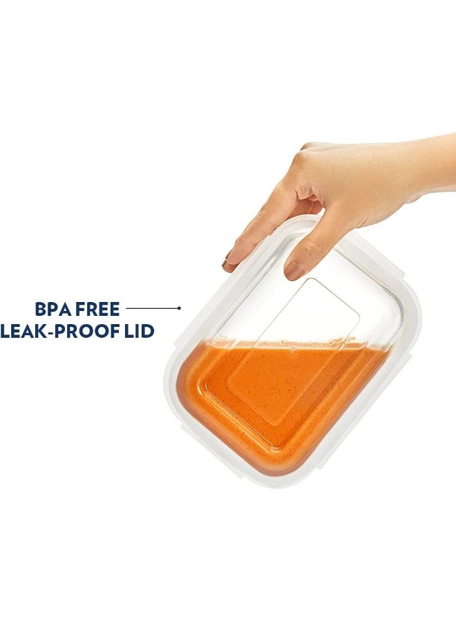 Borosil Klip-N-Store Rectangular Glass Storage Container with Air Tight Lid Food Storage Container Microwave Safe Container 370 ML - Image 5