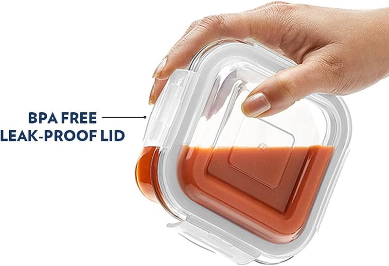 Borosil Klip-N-Store Square Glass Storage Container with Air Tight Lid, 520 ml - Image 2