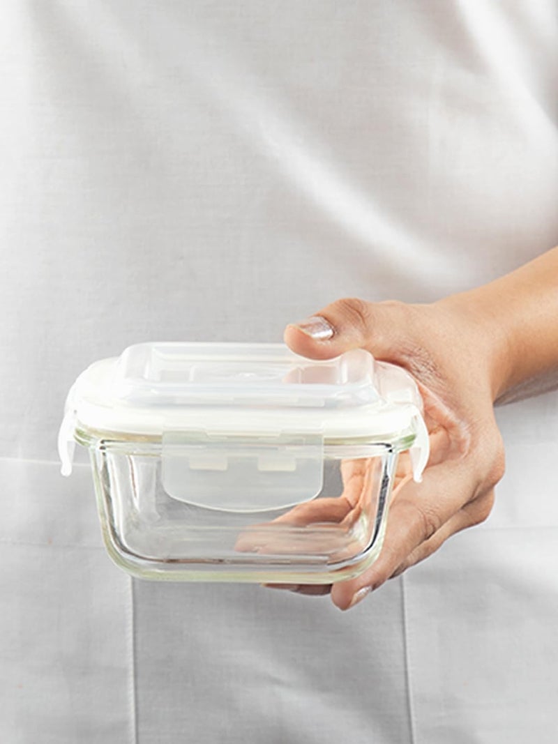 Borosil Klip-N-Store Square Glass Storage Container with Air Tight Lid, 520 ml - Image 3