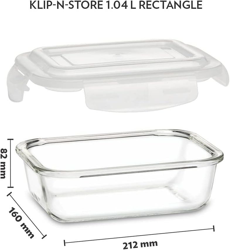 Borosil Klip-N-Store Rectangular Glass Storage Container with Air Tight Lid - Image 2