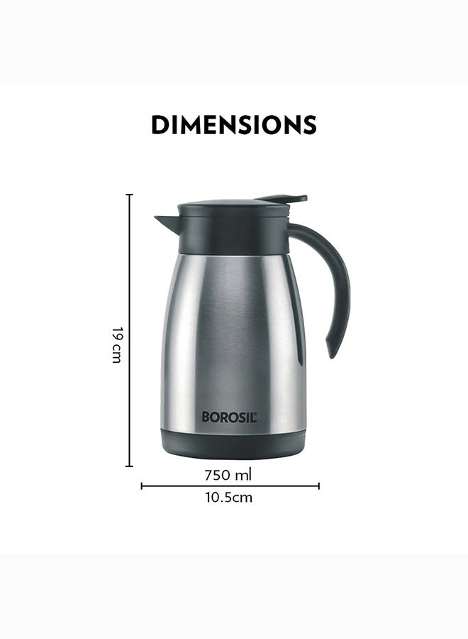 Borosil Vacuum Insulated Stainless Steel Teapot Flask Vacuum Insulated Coffee Pot - 750 ml silver - Image 2