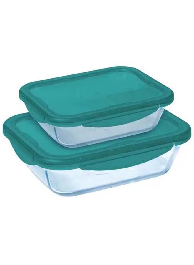 PYREX - Pyrex-Cook And Go-Storage Dish Rect.-0.8L+1.9L-Blue/Green-913S338-N 1.9Liters - Image 1