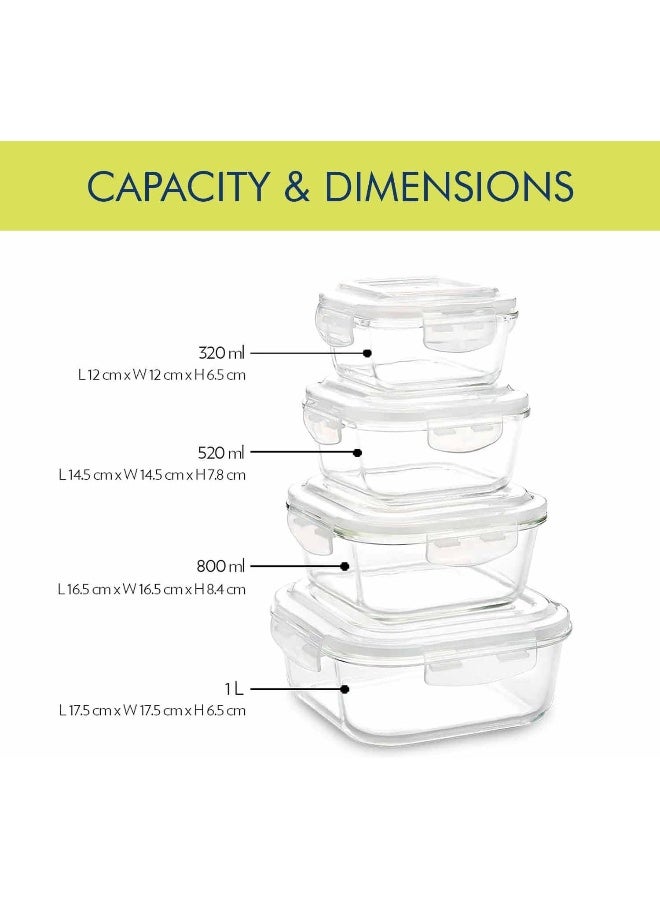بوروسيل حاوية تخزين زجاجية مربعة من بوروسيل كليب-إن-ستور بغطاء محكم لاحتواء الطعام حاوية آمنة للميكروويف سعة 1 لتر - Image 3