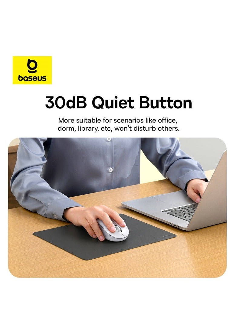 Baseus F02 Wireless Mouse Bluetooth V5.2 and 2.4GHz Connectivity Silent Mouse 4000DPI Ergonomic 6 Mute Buttons Mice for iPad, MacBook, Tablet, Laptop, Computer Gaming Mouse, Including Battery- White  - Image 3