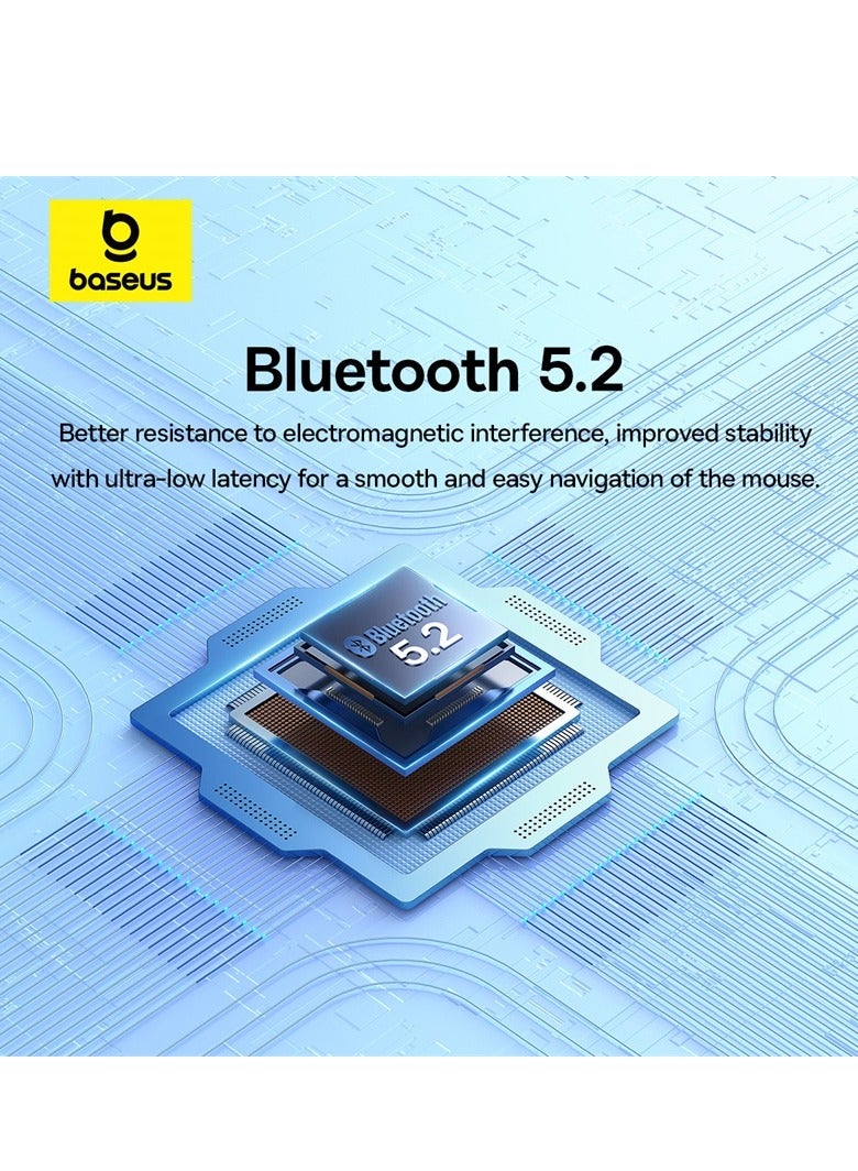 Baseus F02 Wireless Mouse Bluetooth V5.2 and 2.4GHz Connectivity Silent Mouse 4000DPI Ergonomic 6 Mute Buttons Mice for iPad, MacBook, Tablet, Laptop, Computer Gaming Mouse, Including Battery- White  - Image 5