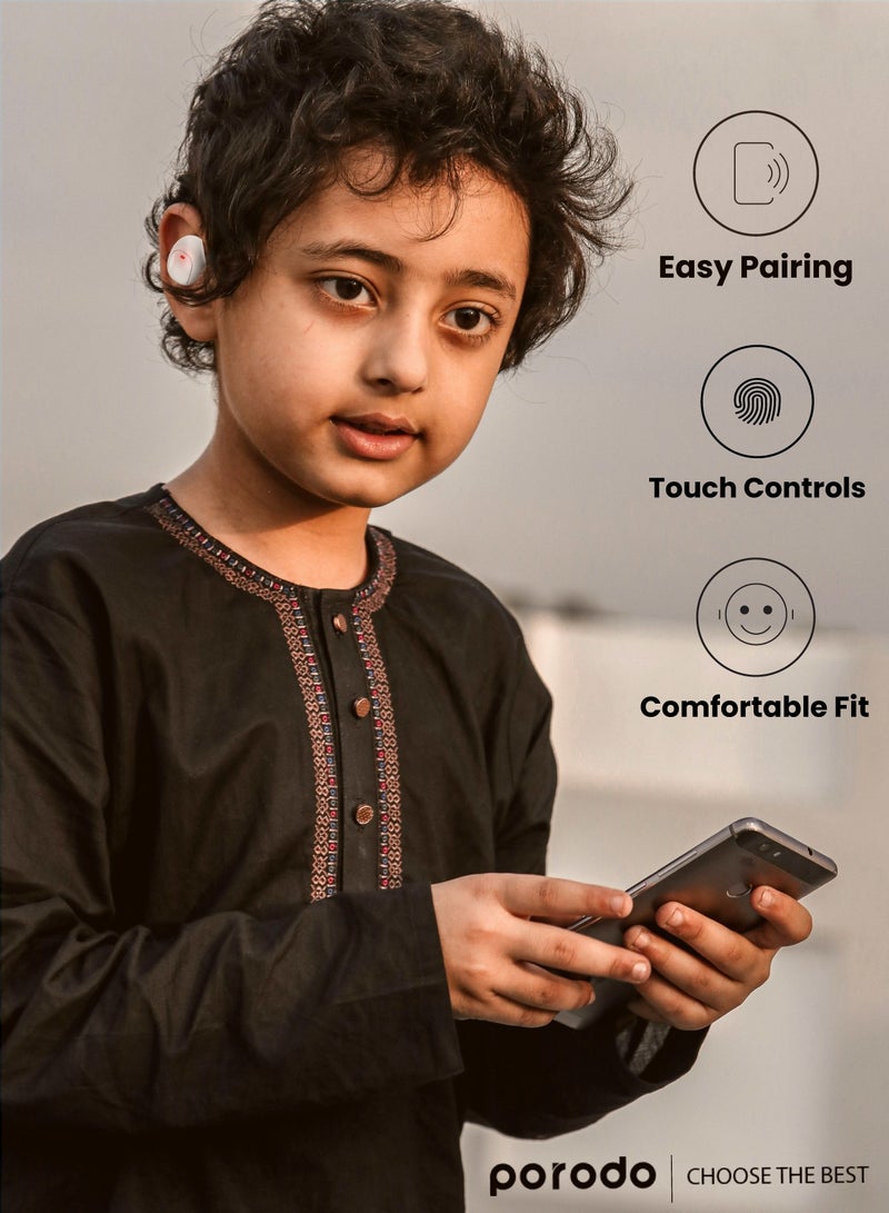 porodo Kid's True Wireless Earbuds Soundtec White  - Image 3