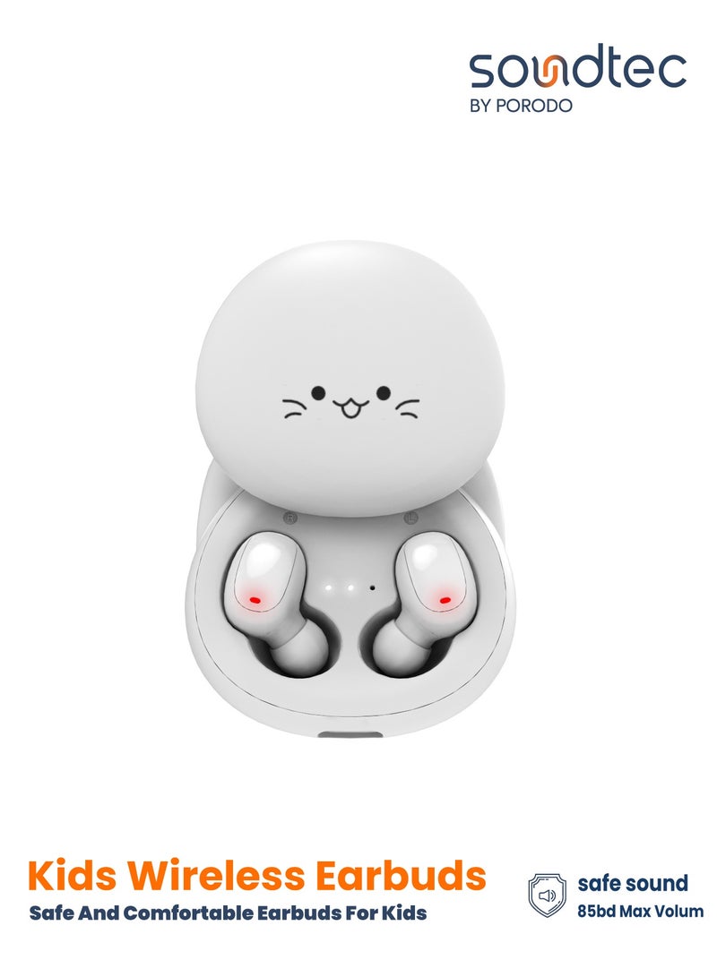 porodo Kid's True Wireless Earbuds Soundtec White  - Image 1