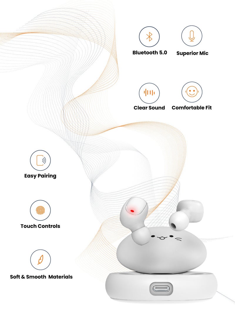 porodo Kid's True Wireless Earbuds Soundtec White  - Image 2