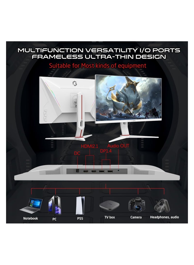 GameOn 24-Inch FHD Artic Pro Series Gaming Monitor, 360Hz Refresh Rate, 0.5ms MPRT, HDMI 2.1, Fast IPS Panel (PS5 Compatible) GOA24FHD360IPS WHITE  - Image 2