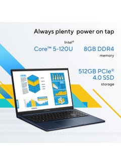 ASUS Vivobook 15 X1504VA-NJ582W Laptop With 15.6-Inch Display, Core i5 -120U Processor/8GB RAM/512GB SSD/Intel Iris XE Graphics/Windows 11 Home English/Arabic Cool Silver  - Image 2