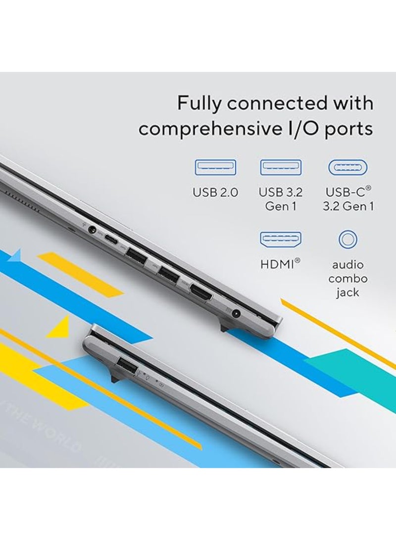 Vivobook 15 X1504VA-NJ582W Laptop With 15.6-Inch Display, Core i5 -120U Processor/8GB RAM/512GB SSD/Intel Iris XE Graphics/Windows 11 Home English/Arabic Cool Silver