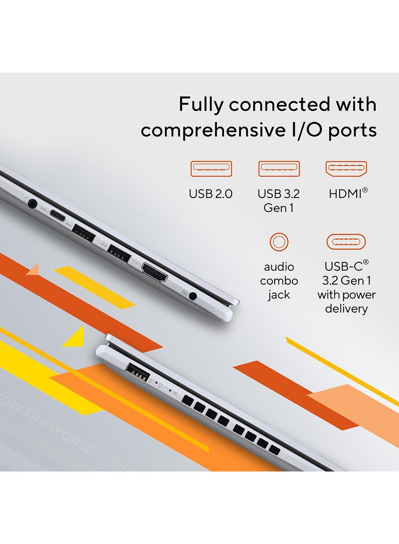 ASUS Vivobook 16 M1605YA-MB152W Slim Laptop With 16-Inch Display, AMD Ryzen 7 7730U Processor/8GB RAM/512GB SSD/Intel Iris XE Graphics/Windows 11 Home English/Arabic Cool Silver  - Image 5