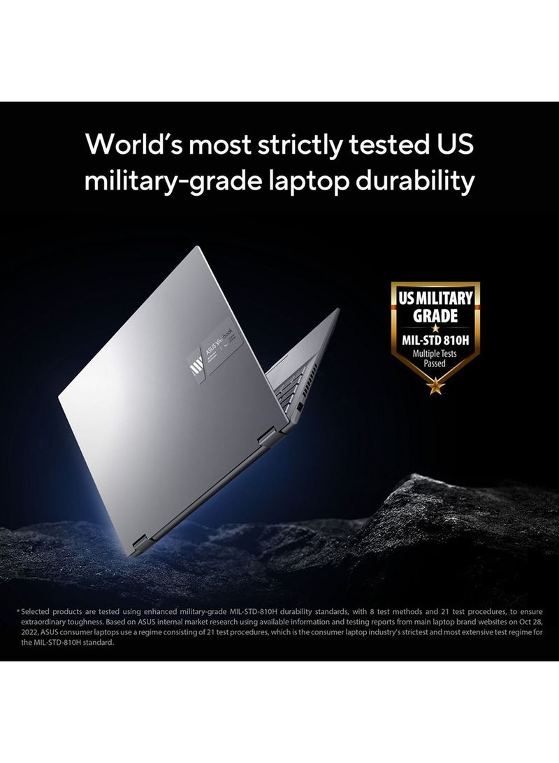 ASUS - Vivobook S 14 Flip TP3402VA-LZ144W Laptop With 14-Inch Display With Touch Screen, Core i9-13900H Processor/16GB RAM/1TB SSD/Intel Iris XE Graphics/Windows 11 Home/ English/Arabic Transparent Silver - Image 1