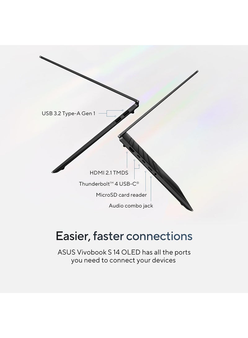 أسوس كمبيوتر محمول Vivobook S 14 OLED S5406MA-OLEDU711WB بشاشة مقاس 14 بوصة، ومعالج Core Ultra 9-185H/ذاكرة وصول عشوائي سعة 16 جيجابايت/محرك أقراص SSD سعة 1 تيرابايت/بطاقة رسومات Intel UHD/نظام التشغيل Windows 11 Home  - Image 5