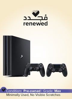 سوني تم تجديده - جهاز بلاي ستيشن 4 برو سعة 1 تيرابايت باللون الأسود مع وحدتي تحكم  - Image 1