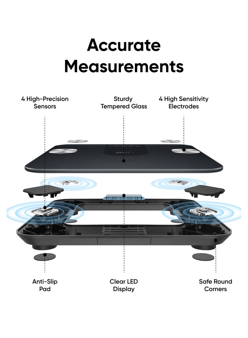 eufy - Smart Scale A1 With Blutooth, 12 Measurements, Weight/Body Fat/Bmi- T9120k11 Black - Image 1