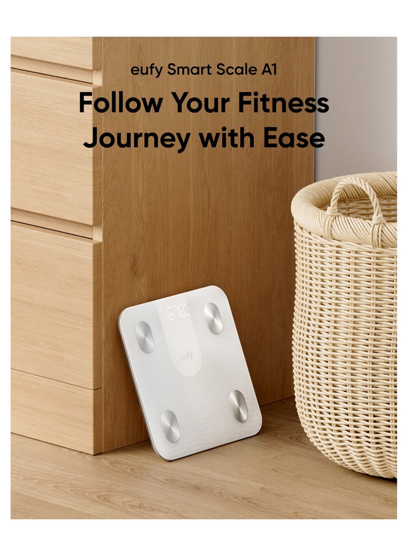 eufy - Smart Scale A1 With Bluetooth, 12 Measurements, Weight/Body Fat/Bmi- White T9120K21 T9120K21 White - Image 1