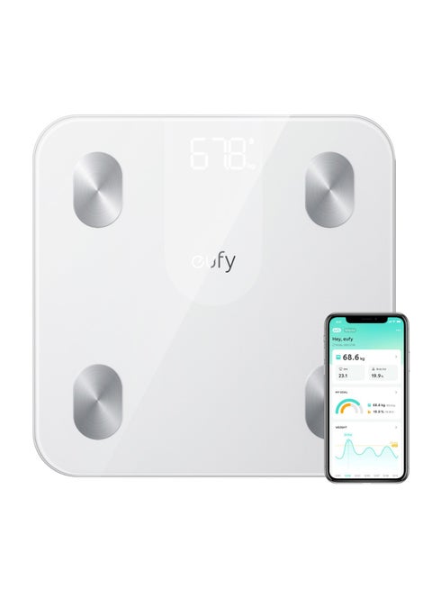 ميزان ذكي A1 مع بلوتوث، 12 قياس، وزن/دهون الجسم/BMI - أبيض T9120K21 T9120K21