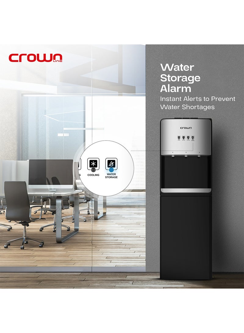 Crownline - Bottom Loading Water Dispenser | 5 Gallon (18.9L) Capacity | Hot, Cold, Normal Water | Floor Standing with Safety Child Lock | Suitable for Home, Office | 1 Year Brand Warranty WD-406 Black - Image 1