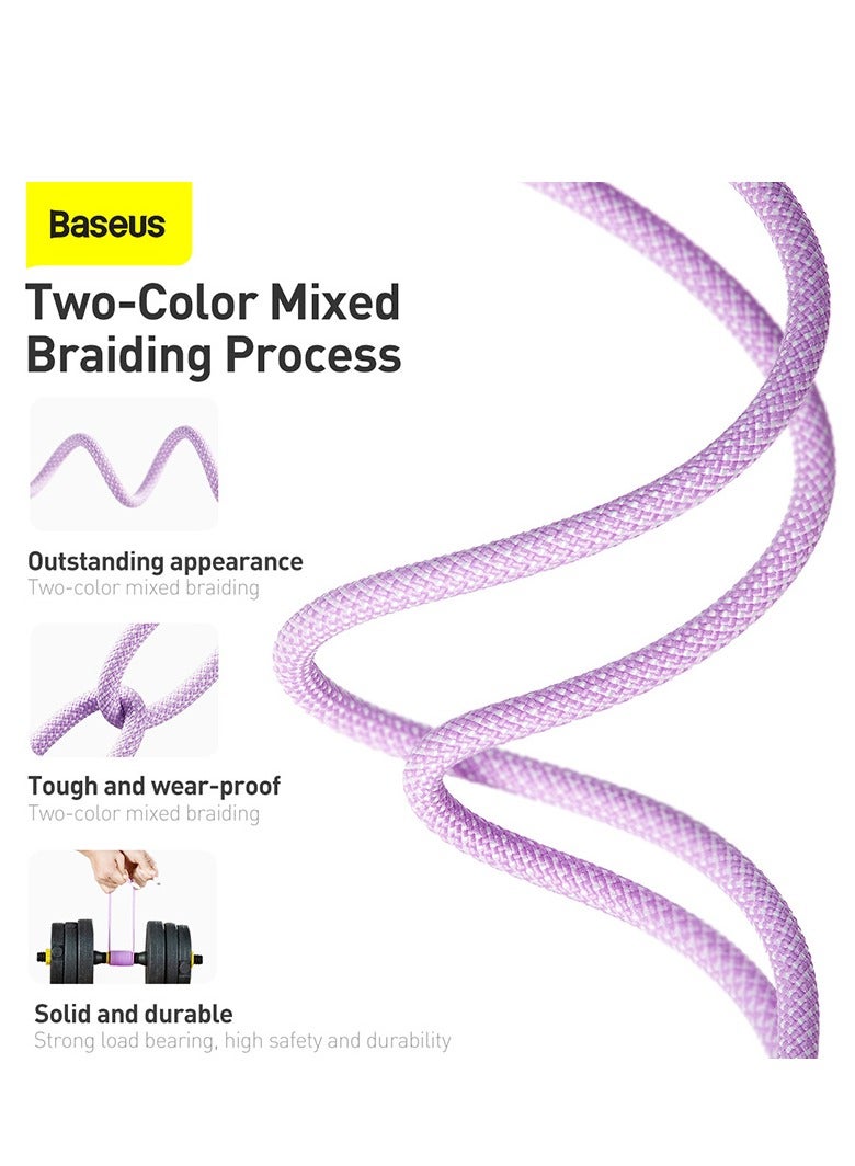 Baseus iPhone Charger Cord, 6.6ft Nylon Braided USB C To Lighting Cable, 20W PD Type C To iPhone Fast Charging Data Cable Compatible With iPhone14/13/12/11 Pro Max/XS MAX/XR/XS/X/8/7 Plus iPad Purple  - Image 3