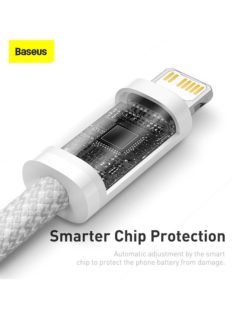 Baseus - iPhone Charger Cord, 3.3ft Nylon Braided USB C To Lighting Cable, 20W PD Type C To iPhone Fast Charging Data Cable Compatible With iPhone14/13/12/11 Pro Max/XS MAX/XR/XS/X/8/7 Plus iPad White - Image 1