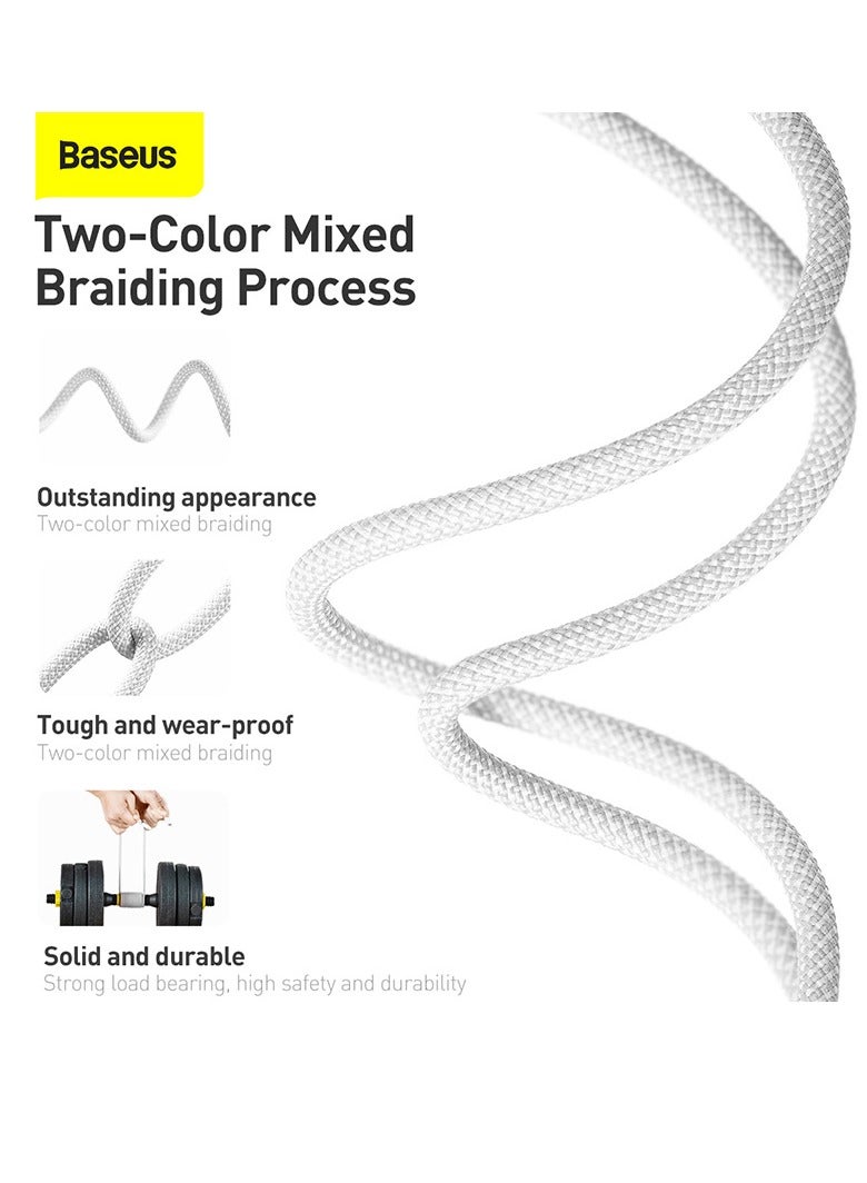Baseus - iPhone Charger Cord, 3.3ft Nylon Braided USB C To Lighting Cable, 20W PD Type C To iPhone Fast Charging Data Cable Compatible With iPhone14/13/12/11 Pro Max/XS MAX/XR/XS/X/8/7 Plus iPad White - Image 1
