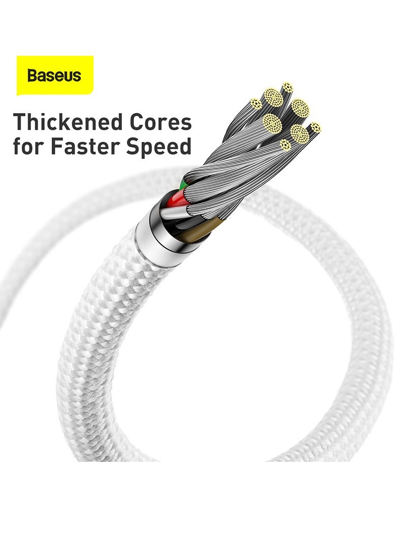 Baseus - iPhone Charger Cord, 3.3ft Nylon Braided USB C To Lighting Cable, 20W PD Type C To iPhone Fast Charging Data Cable Compatible With iPhone14/13/12/11 Pro Max/XS MAX/XR/XS/X/8/7 Plus iPad White - Image 1