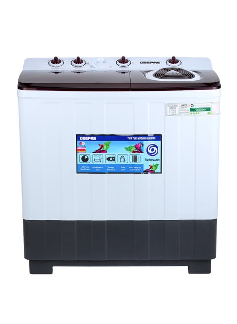 Twin Tub Top Loaded Washing Machine With Magic Filter, Big Pulsator, Air Dry Function, Transparent Top Lid, Collars & Cuff Washboard, Powerful Wash 8 kg 560 W GSWM18047 White