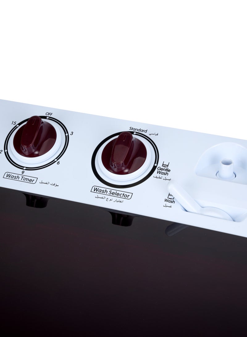 GEEPAS - Twin Tub Top Loaded Washing Machine With Magic Filter, Big Pulsator, Air Dry Function, Transparent Top Lid, Collars & Cuff Washboard, Powerful Wash 8 kg 560 W GSWM18047 White - Image 1