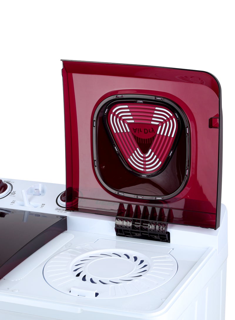 GEEPAS 8 Kg Twin Tub Semi-Automatic Washing Machine | Air Dry, 560W Powerful Motor | Strong Pulsator, Dual Wash/Spin Tub | White/Black/Red 8 kg 560 W GSWM18047 White - Image 4