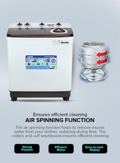 GEEPAS TwinTub Semi-Automatic 15 Kg Washing Machine |  Top Load Semi Automatic Washing Machine Quick Turbo Wash |Transparent Top Lid | 15 kg 460 W GSWM18044 White/Grey/Meroon  - Image 3