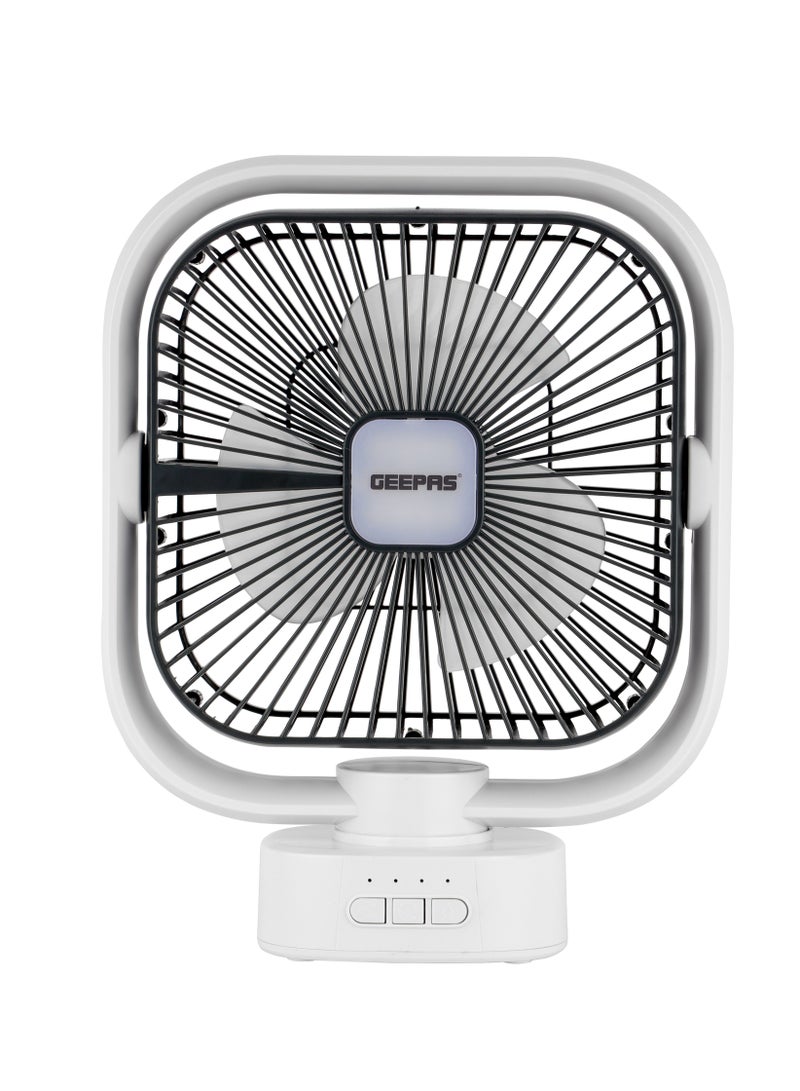 جيباس مروحة طاولة LED متأرجحة 2 في 1 مع إضاءة تعمل لمدة 30 ساعة، تعمل المراوح لمدة 9 ساعات GF21122 أبيض/أسود  - Image 4