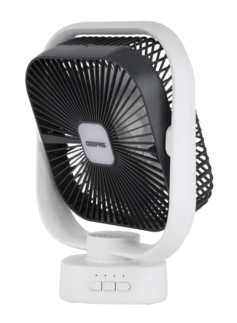 جيباس مروحة طاولة LED متأرجحة 2 في 1 مع إضاءة تعمل لمدة 30 ساعة، تعمل المراوح لمدة 9 ساعات GF21122 أبيض/أسود  - Image 2
